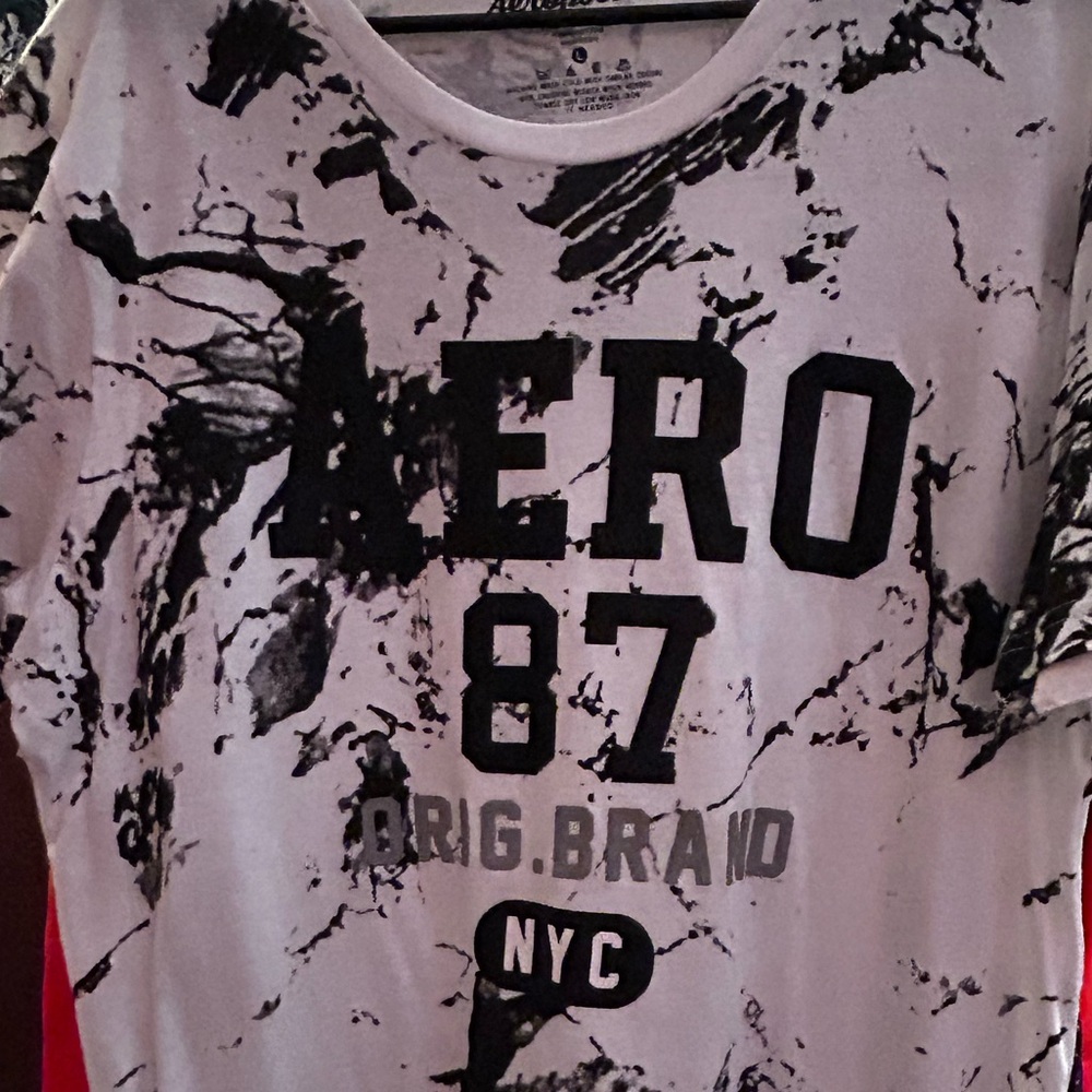 Aeropostale Black and White Logo Tee